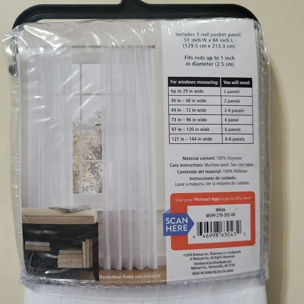 Mainstays White Crushed Voile Sheer Panel